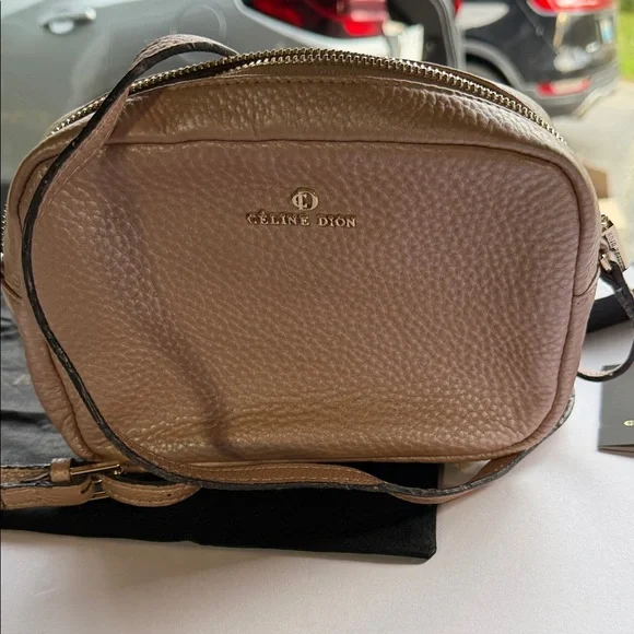 Céline Dion Collection Pebbled Leather Crossbody Bag in Blush Taupe - Picture 14 of 14